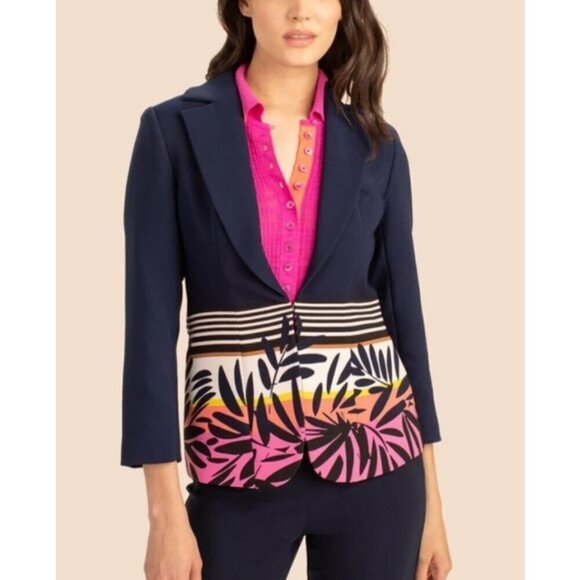 💕TRINA TURK💕 Beacon Blazer ~ Beach Side Abstract Tropical Print 14 NWT - Picture 2 of 16